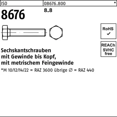 Produktbild von Reyher  Sechskantschrauben ISO 8676 8.8 M 12x1,5x110 (50 Stück)