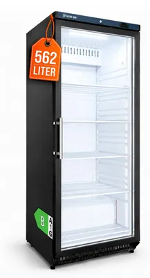 Produktbild von GastroHero Lagerkühlschrank ECO 600 Glastür Schwarz 562 Liter LED Beleuchtung Umluftkühlung 2 bis +8 °C Gewerbekühlschrank