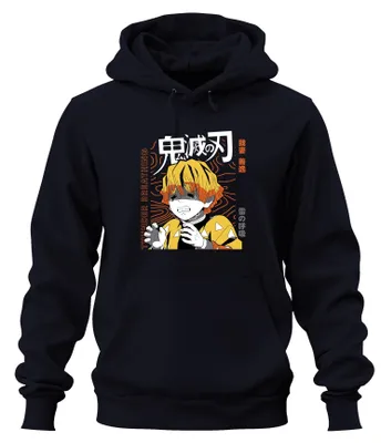 Immagine prodotto di Zenitsu Demon Slayer Anime Manga Crying Lightning Gift Japan Y2K Streetwear Unisex Felpa con cappuccio, Navy, XXL