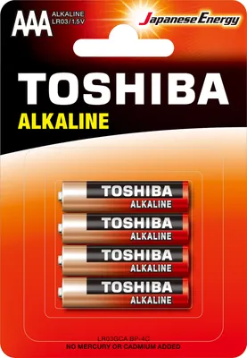 Image de TOSHIBA RED ALKALINE LR03 AAA 1.5V Piles Alcalines Blister 4pcs