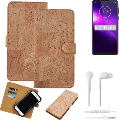 Produktbild von K-S-Trade Hülle kompatibel mit Motorola One Macro + in ear Kopfhörer Kork Handyhülle Cover  Schutzhülle TPU Case Bumper in Hellbraun, (1x)