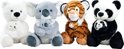 Obrázok produktu pre Panda, koala, tiger, ľadový medveď plyšový sediaci 28 cm, 4 druhy