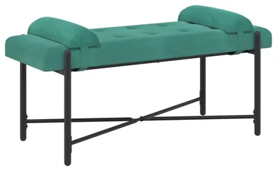 Immagine prodotto di Divano imbottito con cuscini, colore turchese, 110 x 40 x 46 cm, rivestito in velluto