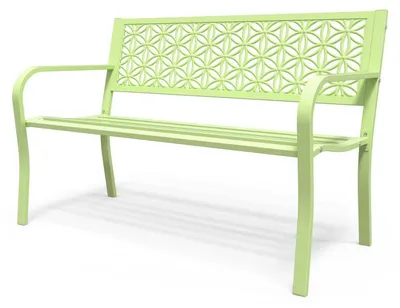 Image de Banc de jardin en métal, style rétro, résistant aux intempéries, pour 2 à 3 personnes, avec dossier, accoudoirsReproductionés de motifs floraux, de couleur verte, supportant jusqu'à 360 kg