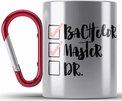 Produktbild von Trendation - Master Abschluss Geschenk Edelstahl Tasse Karabiner Bestanden Studium Prüfung Graduation - Bachelor Master Doktor (Rot)
