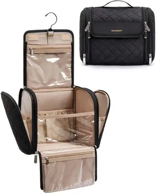 Produktbild von Make-up-Organiser, großes Schminktäschchen für Damen, hangende Schminktüten, Schminktäschchen, Waschbeutel für Damen und Mädchen, schwarz