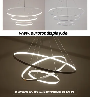Produktbild von 2130White-3 80x60x40 cm Eurotondisplay Weiß 2130-3 Ringe LED Pendelleuchte mit Fernbedienung Lichtfarbe und Helligkeit einstellbar