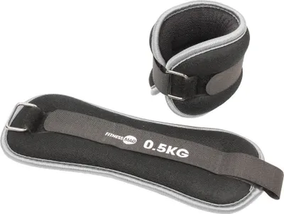 Immagine prodotto di Fitness Mad - Peso per polso e caviglia (confezione da 2) MQ180 (0,5 kg) (nero)