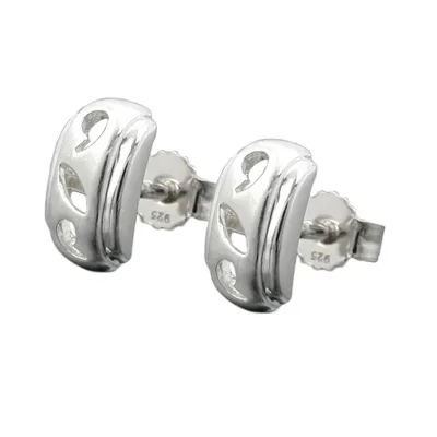 Produktbild von Ohrstecker Ohrring 9x5mm durchbrochen matt glänzend mit Zirkonia Silber 925 silber 9x5mm