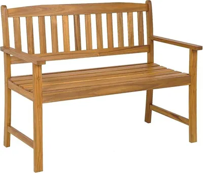 Imagen del producto de Banco de jardín de madera, banco de madera resistente a la intemperie, banco de dos plazas hecho de madera de acacia, banco para balcón con capacidad de carga de hasta 360 kg, dimensiones: 110 x 56,5 x 86 cm, color natural