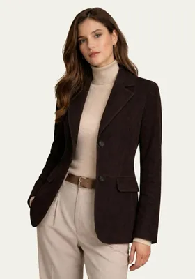 Produktbild von Lederjacke im Sakko-Design Dunkelbraun - Größe: L