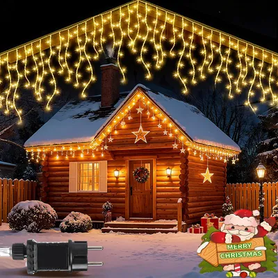 Produktbild von 15m LED Lichterkette Eiszapfen Außen, Warmweiß 600 LEDs, Timer, 8 Modi, IP65 Wasserfest LED Lichterkette für Garten BBQ Party Weihnachten Deko