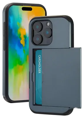 Imagen del producto de Funda Trasera con Ranura para Tarjetas para Apple iPhone 16 Pro - Azul oscuro