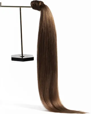 Produktbild von chaarmant Ponytail Extensions Echthaar 55 cm 100 g – Zopf Haarteil #6 Hellbraun
