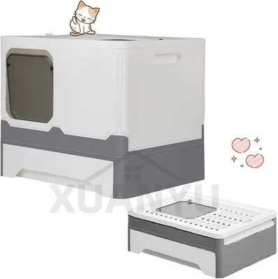 Produktbild von Famanu Klappbare Katzenbox mit Deckel für Reisen - Tragbare Katzentoilette bis 7 kg