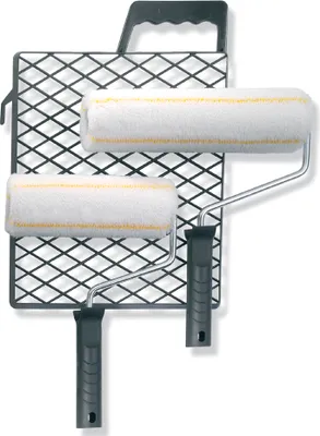 Produktbild von Farbroller-Set 3tlg. bestehend aus: 2 Farbrollen (18 und 25 cm), 1 Abstreifgitter