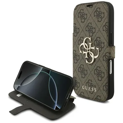 Zdjęcie produktu dla Etui Guess Book 4G Metal Logo do iPhone 17 Pro brązowy