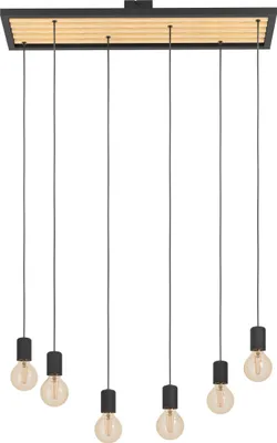 Produktbild von Eglo 43725 CONSETT E27 6-fach Hängeleuchte 780x250mm Schwarz Braun