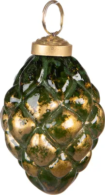 Produktbild von Clayre & Eef Weihnachtskugel Ø 5 cm Grün Goldfarbig Glas