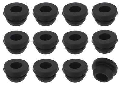 12er-Pack Kabeldurchführung Gummi, 6,5 mm ID, Silikon, schwarz