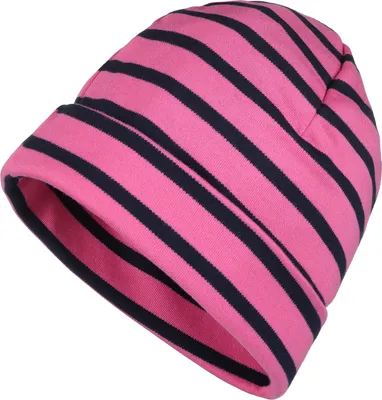 Produktbild von modAS Mütze Maritime Rollmütze Uni für Kinder und Erwachsene – Ringelmütze Baumwollmütze mit Streifen in Magnolia / Blau bis 46 cm Kopfumfang (Säugling)