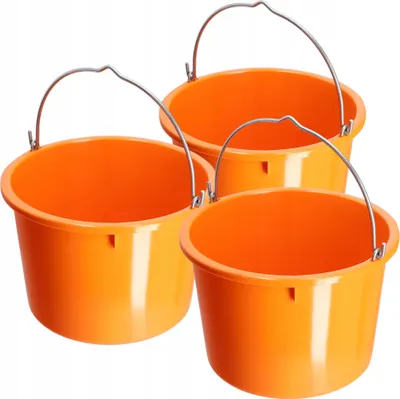 Produktbild von KADAX Baueimer aus Kunststoff "Kanan", Mörteleimer mit Griff, Eimer, Zementeimer, Wassereimer, Orange, 20L, 3 Stück