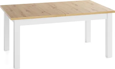 Produktbild von Esstisch Ausziehbar Rechteckig – Platzsparend, Verlängerbar Wohnzimmertisch Küchentisch für 6 personen - 120 × 70 cm bis 160 cm – Weiße Holzbeine – Hergestellt in EU – Eiche Artisan Hellbraun