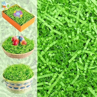 Productafbeelding van Papieren Snippers - Paasdecoratie Gras - Paasmand Vullen - Recyclebaar Materiaal - 8 oz - Lichtgroen