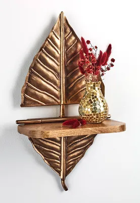 Produktbild von Kobolo Wandregal Hängeregal Blatt ELENA mit Ablage Regal zum Hängen Metallregal Bücherregal Dekoregal Hängeregal Wandboard Schweberegal Regal Ablage