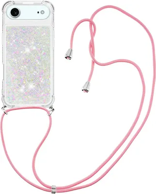 Produktbild von iPhone Air Hülle - Coverup Liquid Glitzer Back Cover mit Handykette - Weiß