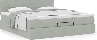 Produktbild von Möbel Ottoman-Bett mit Matratze Hellgrau 200x200 cm Samt - Klassische Betten 3311795
