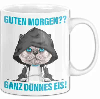 Produktbild von Sarkasmus Tasse Geschenk Lustiger Spruch Guten Morgen Ganz Dünnes Eis Becher (Weiß)