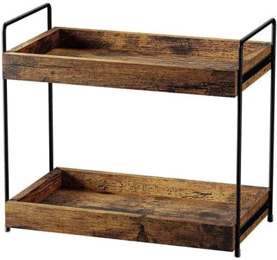 2-stufiges Holz-Standregal 33,5x20 cm, Gewürzregal, Organizer