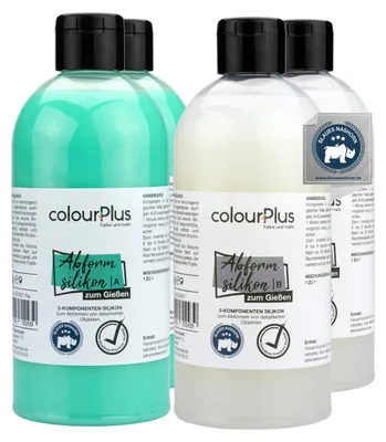 Produktbild von colourPlus Abformsilikon 2 kg Set (2× 1 kg), 2K-Dubliersilikon 1:1, geruchlos & detailgetreu, für Gips-, Beton-, Kerzen- und Seifenguss