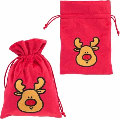 Produktbild von Weihnachtssäckchen Elch rot 13x18cm