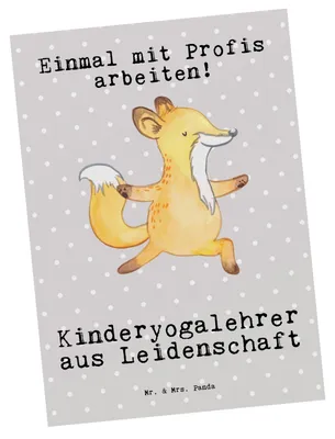 Produktbild von Mr. & Mrs. Panda Postkarte Kinderyogalehrer Leidenschaft - Grau Pastell - Geschenk, Grußkarte, Ansichtskarte, Postkarten, Fotokarte, Ansichtskarten