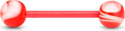 Produktbild von viva-adorno Barbell Piercing Stab Zungenpiercing Kunststoff Marmor Kugeln weiß marmoriert Kunststoff verschiedene Farben Z313,rot
