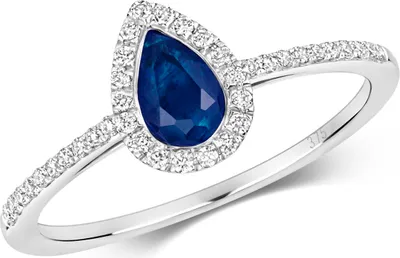 Produktbild von Schöner 9 Karat (375) Weißgold Cluster Diamant Damenring Brillant-Schliff 0.15 Karat HI - I1 mit Saphir, 55 (17.5); TRS2214RSO