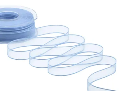 Organza-Schleierband, bestickt, babyblau, 50 m