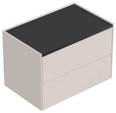 Produktbild von Design Nachttisch Kommode Somnia XL 70cm, 2 Pushauszüge lackiert Creme Grafit : Creme / Grafit Varianten: Creme / Grafit
