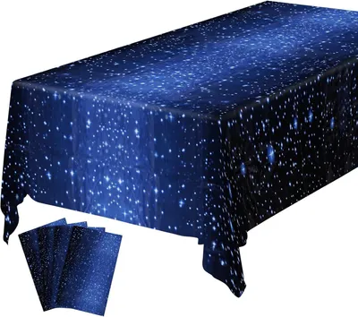 Produktbild von Partytischdecken, 4 Stš¹ck, Einweg-Tischdecken aus wasserdichtem Kunststoff mit Sternenhimmel-Motiv, rechteckig, 137 x 274 cm, fš¹r Partys, Picknicks, Halloween, Weihnachten, Hochzeiten und Geburtstage