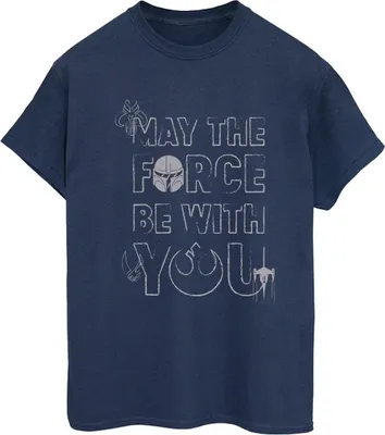 Produktbild von Star Wars - "The Mandalorian May The Force" T-Shirt für Damen BI46018 (L) (Marineblau)