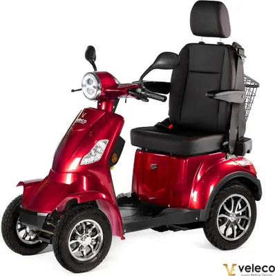 Immagine prodotto di Veleco Faster - scooter elettrico con sedile del capitano - batteria al litio rimovibile - schienale alto - 1000W - scooter mobilità senior a 4 ruote - poggiatesta (rosso)
