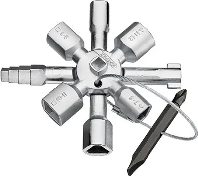 Zdjęcie produktu dla Knipex 00 11 01, Stal nierdzewna, Stal nierdzewna, 2 x noga, 10 głowic(e), Okrągły, Półkole, Kwadrat, Trójkąt, 5,6-7,8-9,10-11 mm