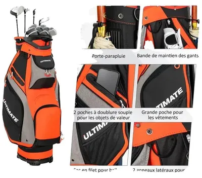 Zdjęcie produktu dla Torba golfowa stojąca, 14 przegródek, 7 kieszeni z zamkiem błyskawicznym, FXCQHTNLPLVWJ1