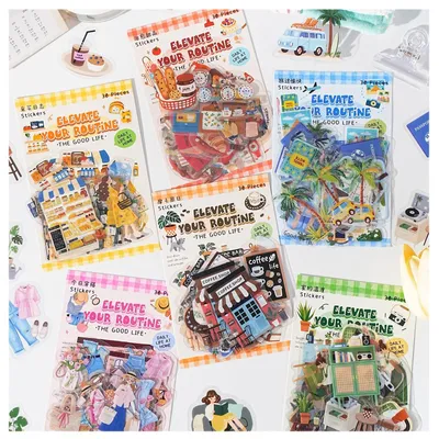 Image de Scrapbook Zubehör Sticker - 180-teiliges Set aus PET-Aufklebern - für Journaling und Bullet Journal
