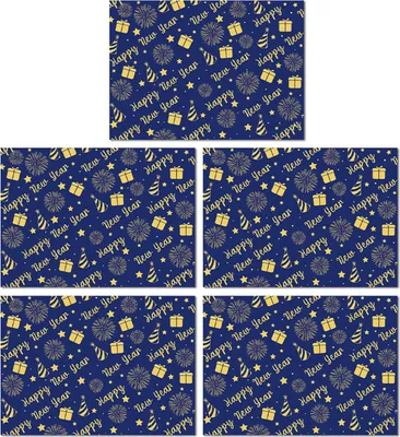 Produktbild von 5 Stück Weihnachtsgeschenkpapier mit Goldfolienmotiven, Weihnachtsbaum- und Blumenstraußmotiven, zum Selbermachen von Geschenkverpackungen
