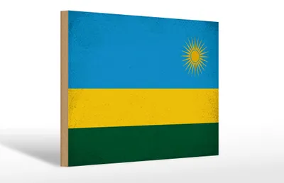 Produktbild von Holzschild Flagge Ruanda 30x20cm Flag of Rwanda Vintage