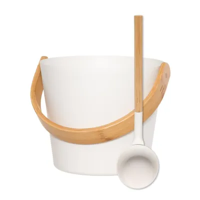 Produktbild von SET> Rento Saunakübel + Saunakelle aluminium WEISS