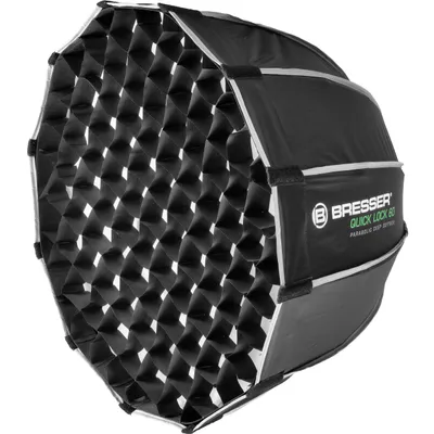 Produktbild von Bresser Parabol Softbox 60 cm mit Quick Lock System, Bowens-Anschluss, Innen- und Außendiffusor, Wabengitter, für Porträt- und Produktfotografie